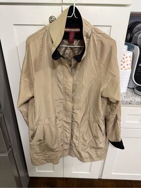 Tudor Court Khaki Trench Coat with Black Collar